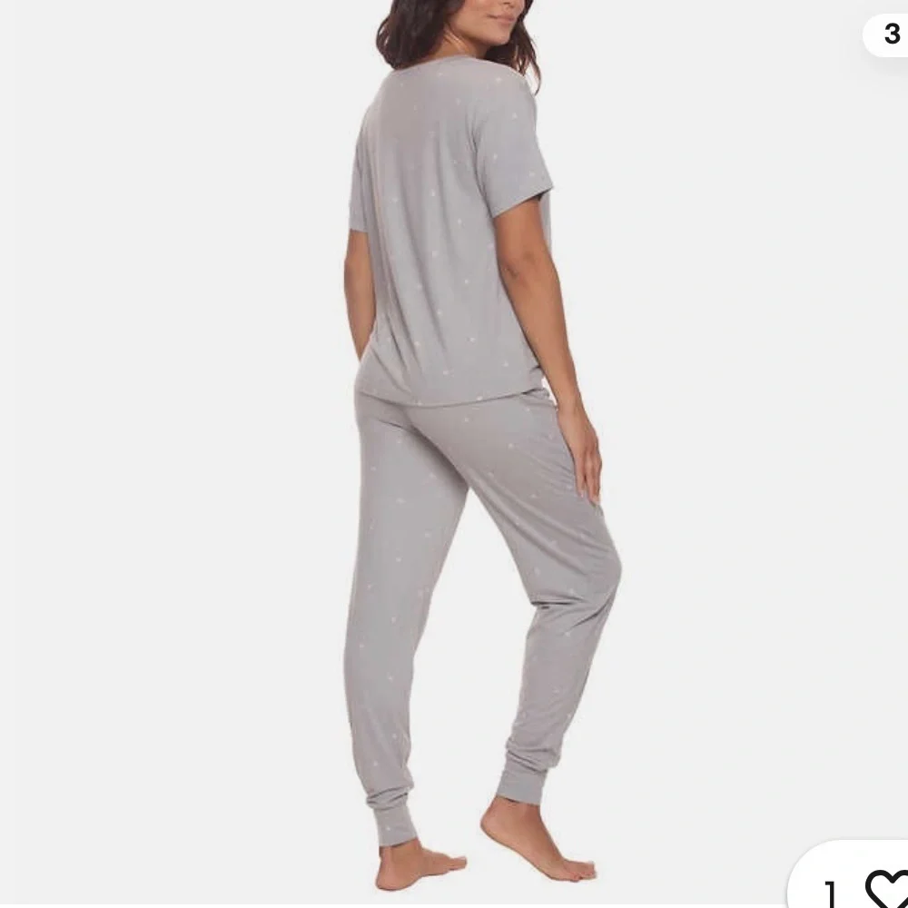 NWT Felina Womens 3 Piece Pajama Set Lounge Set‎ Gray Stars XL